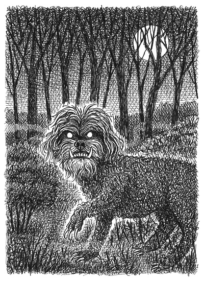 Domestic Cryptid animal art artist artwork creature dog drawing hand drawn horror illustration ink monster scary