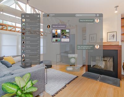 AR conversational chat screen ai apple ar augmented reality chat box chat screen creative dark theme glassmorphism minimalist spatial design ui vision pro visionos visionpro vr