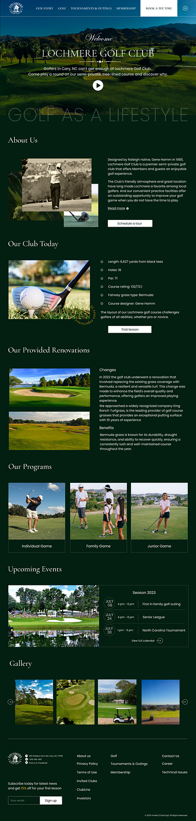 Golf Club Website branding design ui ux uxdesign webdesign