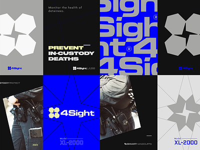 4Sight - Identity Overview aperture branding dial druk grid identity illustration modular product sophisticated spin squares tech technology