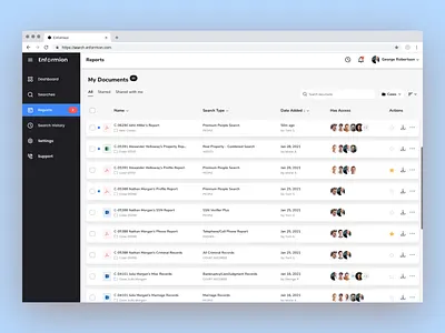 Enformion — Responsive Design Concept card ui cards pattern dashboard design exploration desktop app navbar reports responsive design responsive ui search history timeline ui ux visual exploration web app