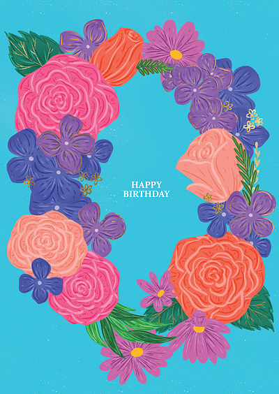 Rose Frame : Birthday Card Design birthday card bouquet card card design design digital art floral flowers greeting card illustration illustration artist illustrationart procreate wreath