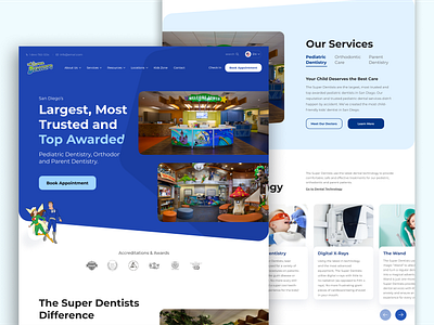 The Super Dentists Homepage dentist website design kids dentistry ui ux