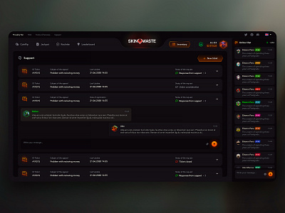 Case Opening - Support Page case opening casino casino app casino design casino interface chat crash design cs go design gambling game design game interface game ui game ux mines nft interface open case p2e roulette support page web casino