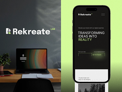REKREATE LAB — web design studio agency branding design figma green logo minimalism studio tilda ui uidesign ux vector web