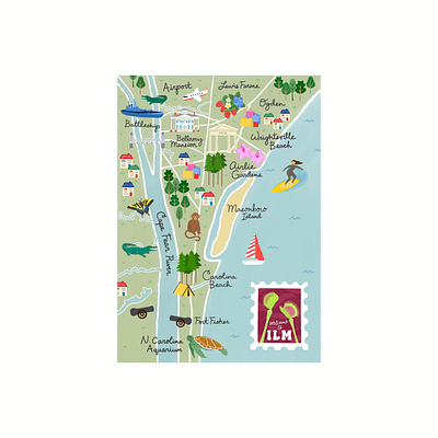 Wilmington Map Illustration cute design graphic design illustration map postcard poster travel