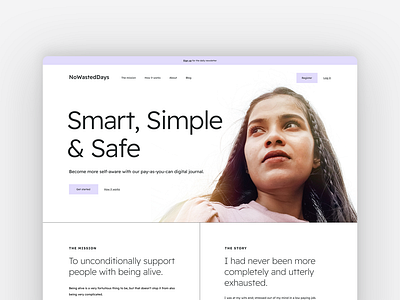 NoWastedDays dashboard design digital design digital journal graphic design journal journaling landing page journaling page navigation typography ui ux