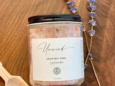 Unwind Lavender Co. Bath Salts Label Design