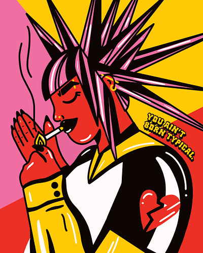 you are a fever. 2d alternative bright cigarette color flat girl grrrl illustration punk rebel riot