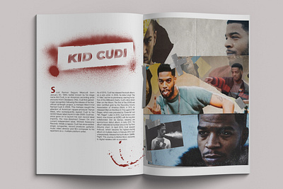 KidCudi- Magazine layout adobe branding graphic design indesign kidcudi layout music photoshop spraypaint stencil