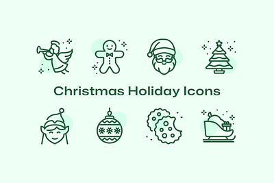 Christmas Holiday Icons candy christmas christmas tree elf gift gingerbread icon icon pack mistletoe reindeer santa santa claus snow snowman vector xmas