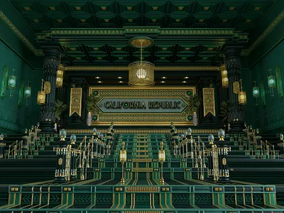 California Republic - ( Altar - Alt 1 ) 1 of 8 3d altar architecture branding c4d california cinema4d clean columns design gold graphic graphic design lights logo marble pattern republic type typography