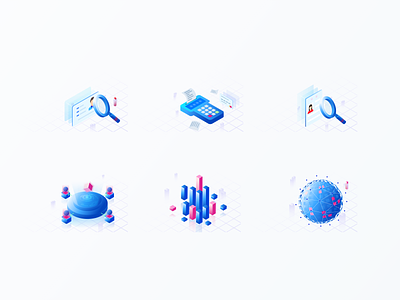 Isometric Illustration Practices 3d blue dashboard data graphic design grid icon illustration isometric pink product red vector
