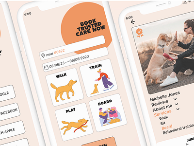 Barker: A Dog Walking App + Case Study app design logo ui