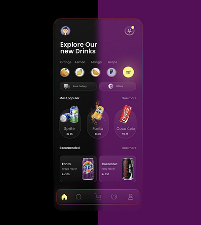 Transparent Drinks App Ui In Figma graphic design logo ui