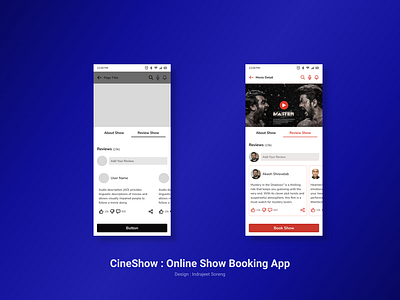 Cineshow : Online Show Booking App Show Review UI branding graphic design ui