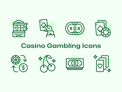 Casino Gambling Icons cards cash casino chips clubs croupier diamonds fortune gamble gambling icon icon pack jackpot lucky money poker roulette spades vector vegas