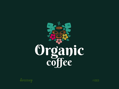 Logo For SALE!! bean beverage cafe coffee cup flower illustration leaf logo logos monstera organic summer