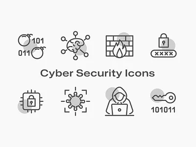 Cyber Security Icons blockchain code cyber firewall hacker icon icon pack keychain logic network neural password secure security vector virus