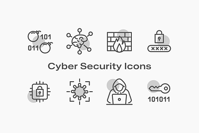 Cyber Security Icons blockchain code cyber firewall hacker icon icon pack keychain logic network neural password secure security vector virus