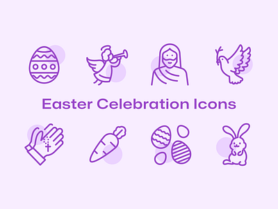 Easter Celebration Icons angel bible bread bunny carrot chick church communion easter egg eggs icon icon pack jesus religon rise risen vector