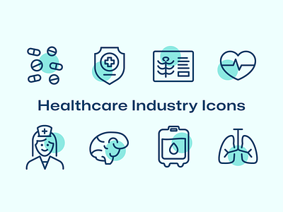 Healthcare Industry Icons ambulance doctor health healthcare heart hospital icon icon pack mask medical medicine nurse patient pharmacy pills stethoscope telehealth vector