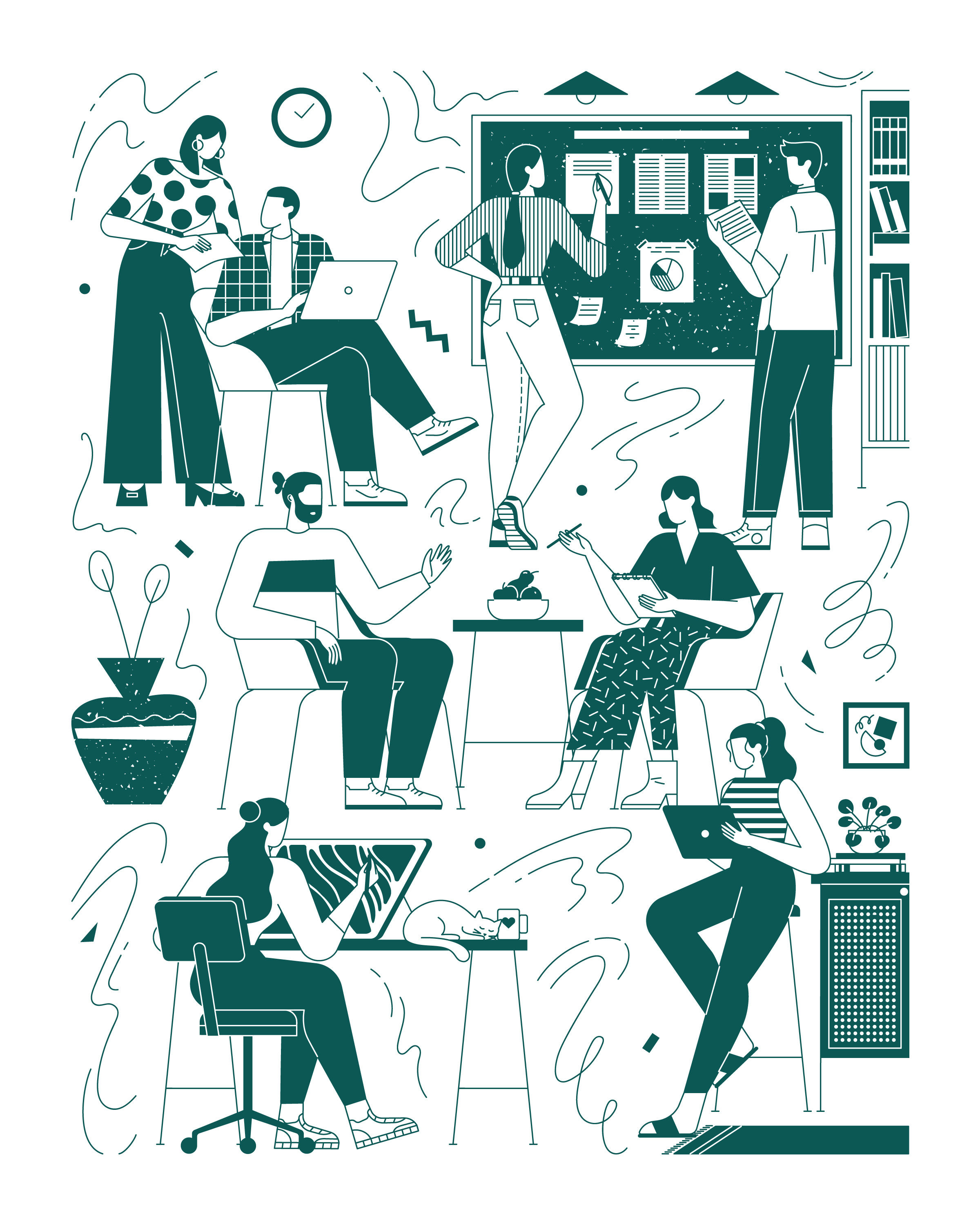 Work vibe agency artstudio buisness project characters company concept coworking design flat illustration illustrator office startup team work vector workspace