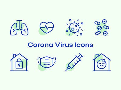 Corona Virus Icons ambulance corona heart hospital icon icon pack infection isolation lungs mask pandemic pills stay at home test tubes vector virus