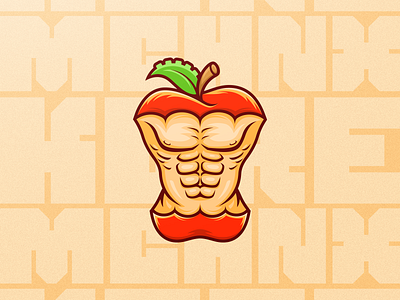 Kore Mechanix Illustration apple body bodybuilder bodybuilding gym healthy illustration logo nutrition personal trainer sportlogo vector art