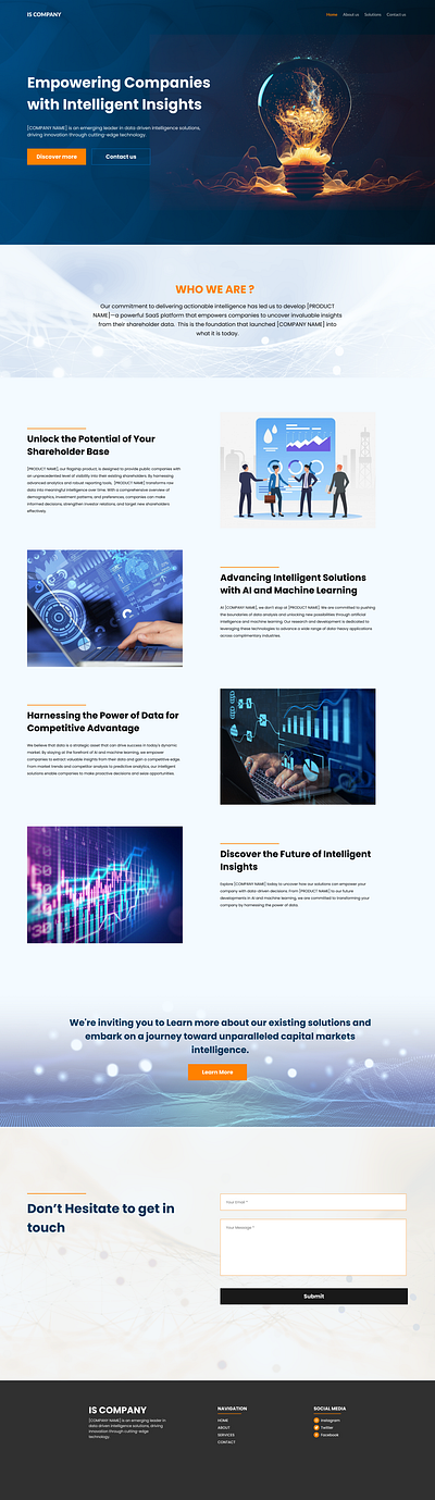 Data-Driven and Intelligent Solutions Company Landing Page company website landing page ui uiux userinterface web design website