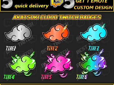 Akatsuki cloud twitch badges & emotes ! BestTwitch best twitch badges branding design graphic design illustration logo motion graphics new badges sub badges ui