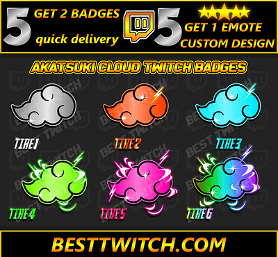 Akatsuki cloud twitch badges & emotes ! BestTwitch best twitch badges branding design graphic design illustration logo motion graphics new badges sub badges ui
