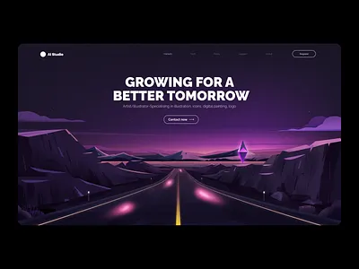 Landscape crypto illustration landscape mountain road web3