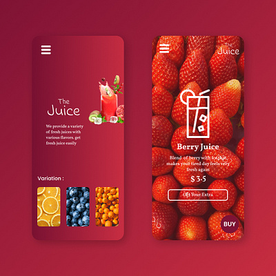 Variety Fruit Juices Online Shop UI/UX Mobile Design e commerce graphic design juices minimalist mobile mobile design online shop ui uiux mobile design ux