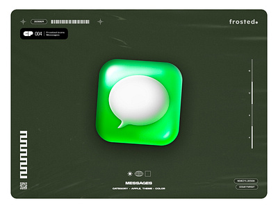 Frosted. Icons - 004 - Apple Messages 2d design 3d effect apple icon blown glass designed with figma frosted glass glassmorphism icon design ios ipados macos message icon nemezyx neumorphism tvos