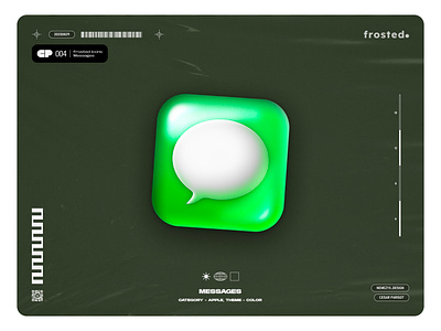 Frosted. Icons - 004 - Apple Messages 2d design 3d effect apple icon blown glass designed with figma frosted glass glassmorphism icon design ios ipados macos message icon nemezyx neumorphism tvos