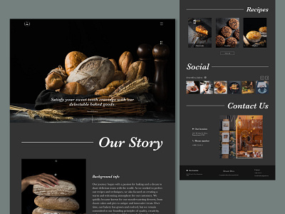 UI for Luxurious Baked Goods bakery bread cake charcoal dark design minimal modern mystery simple ui uiux ux web website website design