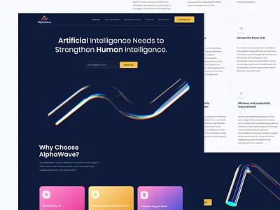 AlphaWave Web & UI design 3d ai branding creative dark dark glass glass intelligence technology ui web3 website