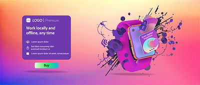 A web icon and a web banner with a smart watch and an explosion graphic