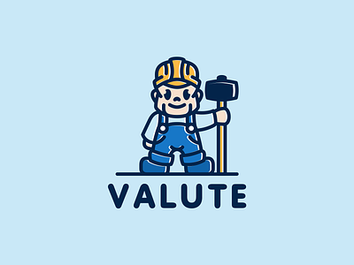 Valute builder character construction illustration logo logotype man mascot sledgehammer
