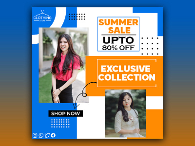 Summer Sale Post banner banner design branding design exclusive collection graphic design photoshop post post design social media summer sale summer sale post summer sale poster upto 80 off