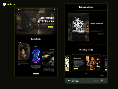 Artarp - Art Gallery Exhibit Website art art gallery artaro audio gallery case study exhibit gallery landing page ui ui design ui ux website