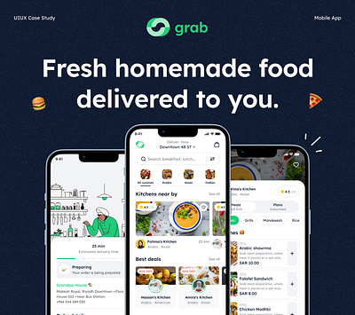 Grab - Homemade food app 🍔 adobe design figma illustration logo ui uidesign uiux ux uxdesign
