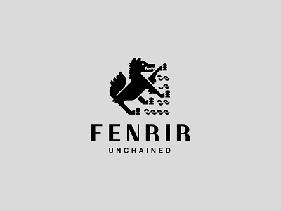 Fenrir Unchained animal brand branding design emblem geometric geometry graphic design heraldry illustration logo logodesign logos logotype marks mythology symbol ui vector wolf