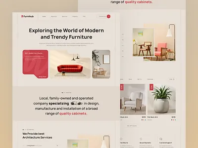Furnihub - Ecommerce Furniture Landing Page architecture chair decoration design ecommerce furnish furniture home decor interior design landing page minimilastic modern modern furniture offer sofa store ui web design website
