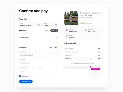 Confirm and pay | Checkout app application billing cards checkout checkout page clean creative credit card payment design ecommerce form form design minimal money onboarding steps ui uxdesign website