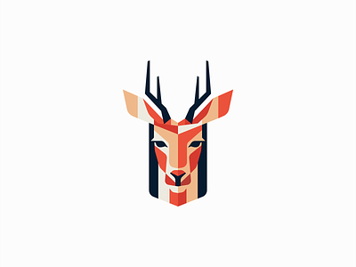 Geometric Deer Logo animal branding buck deer design doe emblem geometric icon identity illustration logo mark sports symbol symmetry vector white tail wildlife zoo