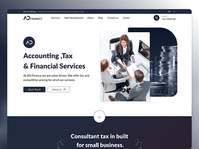 AD financy Accounting ,Tax & Financial Services 🧮 creative desigb design lading section services ui ui design uiux ux ux design web webdesign website
