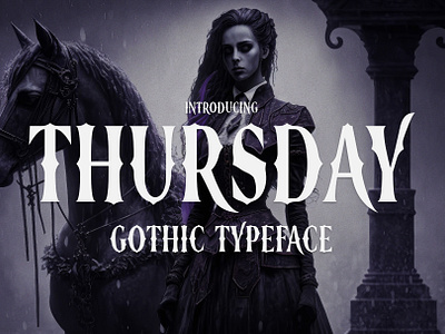Thursday - Gothic Typeface black magic blackletter branding creative dark design fantasy font gothic graphic design halloween horror logo medieval sharp spooky tattoo typeface vintage witch
