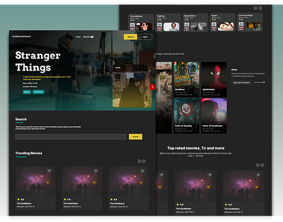 InstaMovieSearch design landing page movie website streaming website website website design